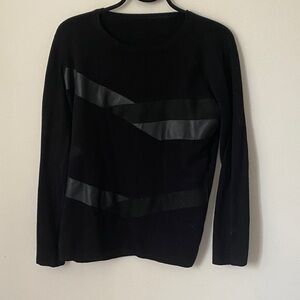 Black Sweater with faux Leather Accents